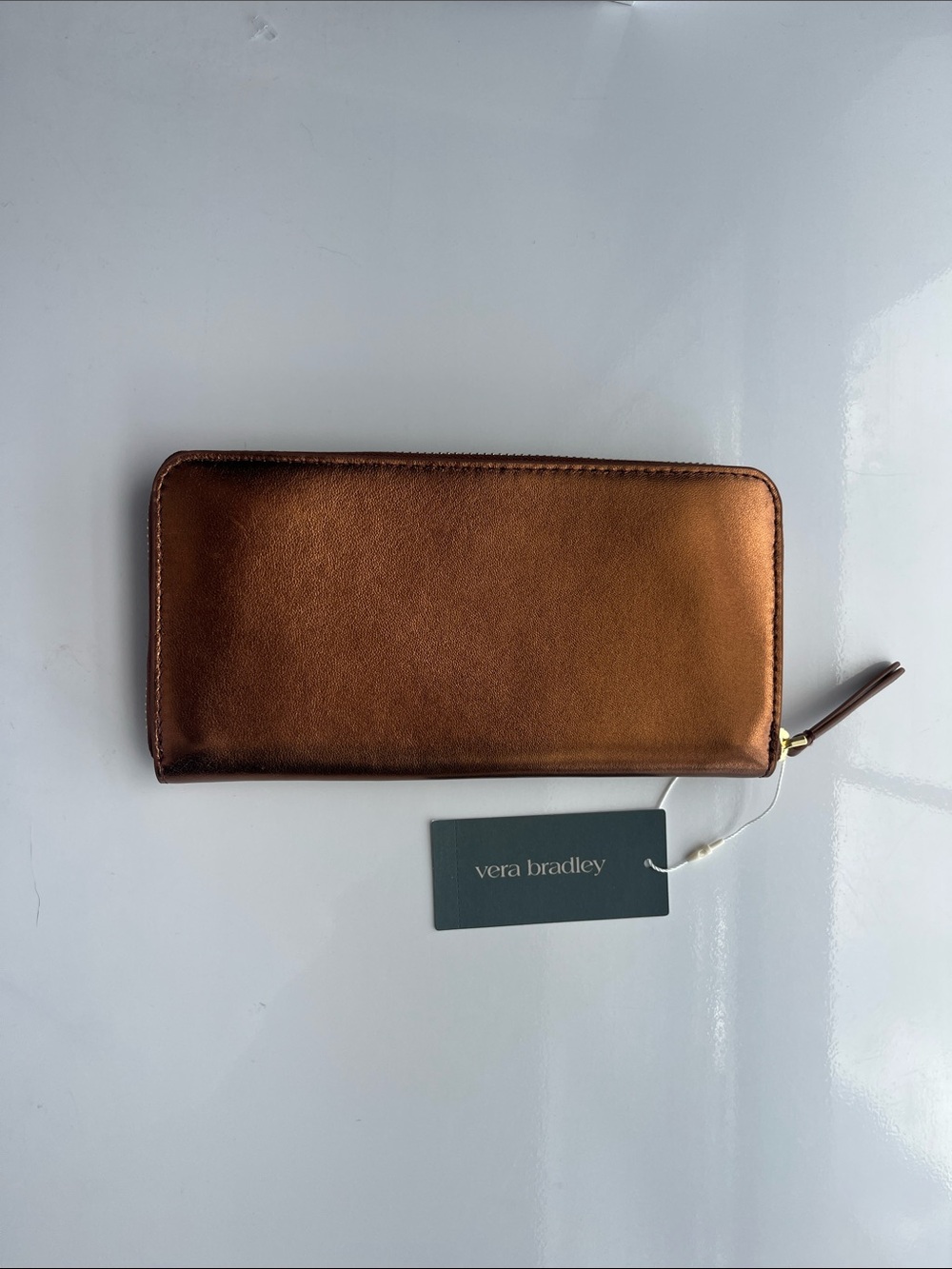 Vera Bradley Bronze Metallic Continental Zip Wallet NWT Faux Leather Organizer